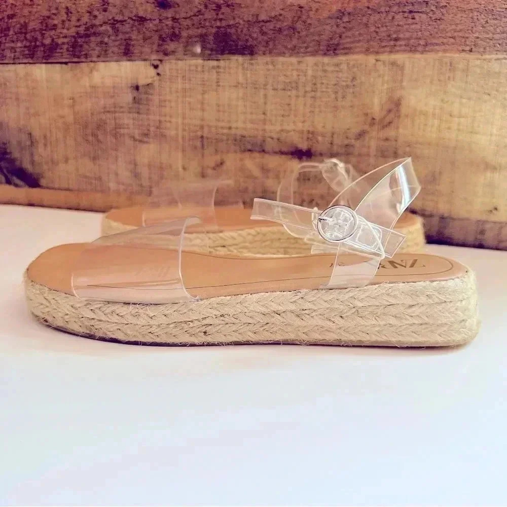 NWT Zara Vinyl Espadrille Sandals - Picture 4 of 9